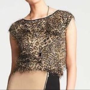 ❤️Ann Taylor Leopard Eyelash Fringe Top